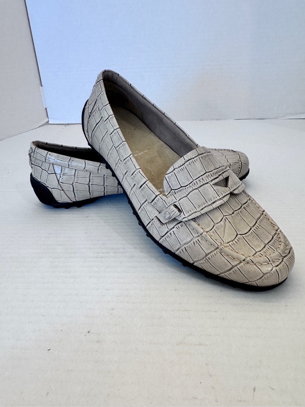 Rockport Womens Size 8 Adiprene By Adidas Alligator Loafers Shoes Flats Gray